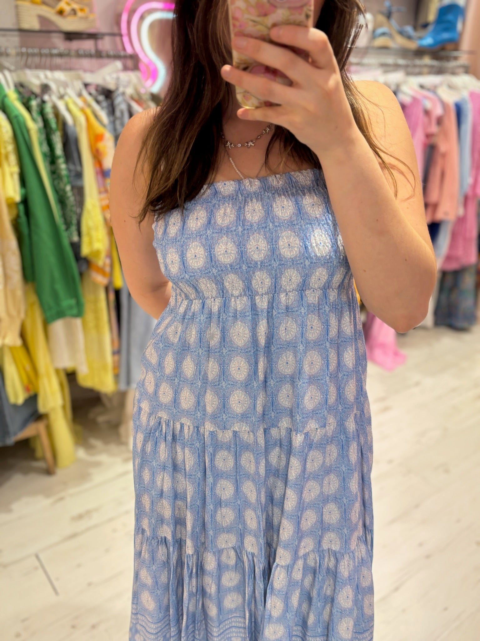 Louisa Printed 2-in-1 Dress and Skirt | Light Blue Boho Print