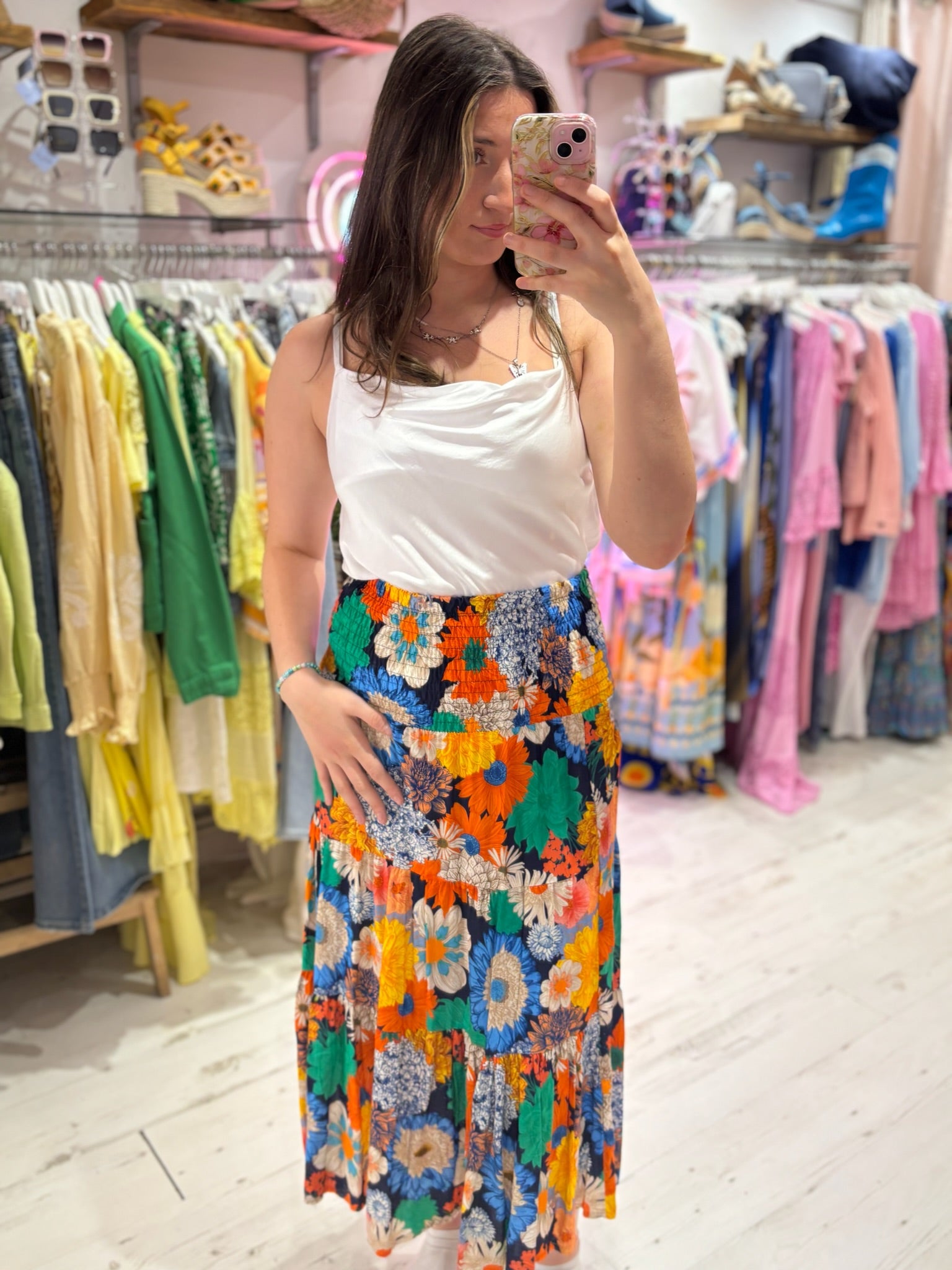 Louisa Printed 2-in-1 Dress and Skirt | Retro Flowers Navy Multi