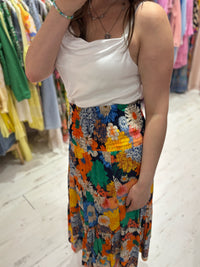 Louisa Printed 2-in-1 Dress and Skirt | Retro Flowers Navy Multi