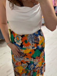 Louisa Printed 2-in-1 Dress and Skirt | Retro Flowers Navy Multi