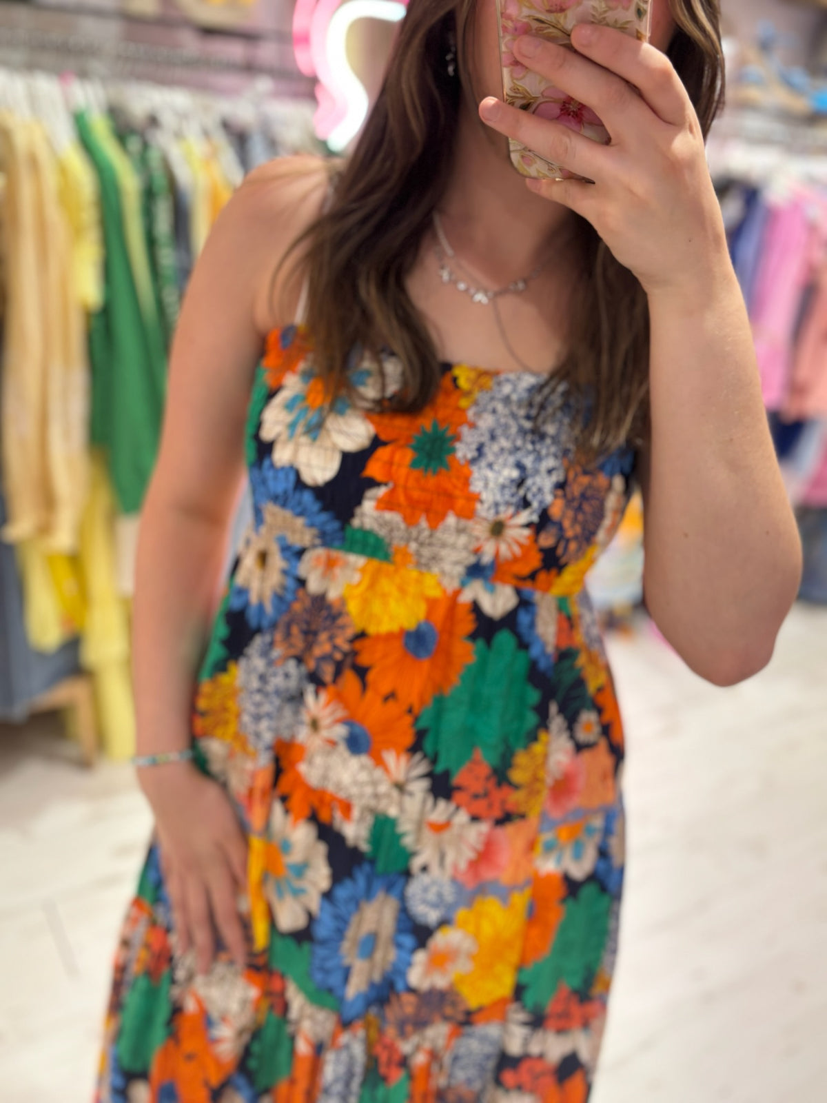 Louisa Printed 2-in-1 Dress and Skirt | Retro Flowers Navy Multi