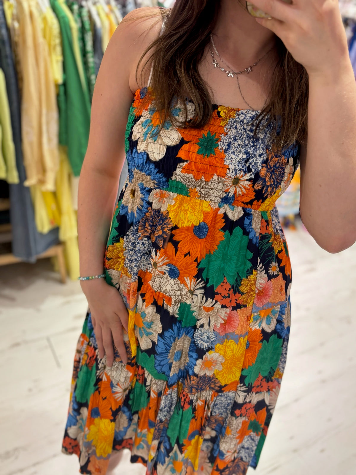 Louisa Printed 2-in-1 Dress and Skirt | Retro Flowers Navy Multi