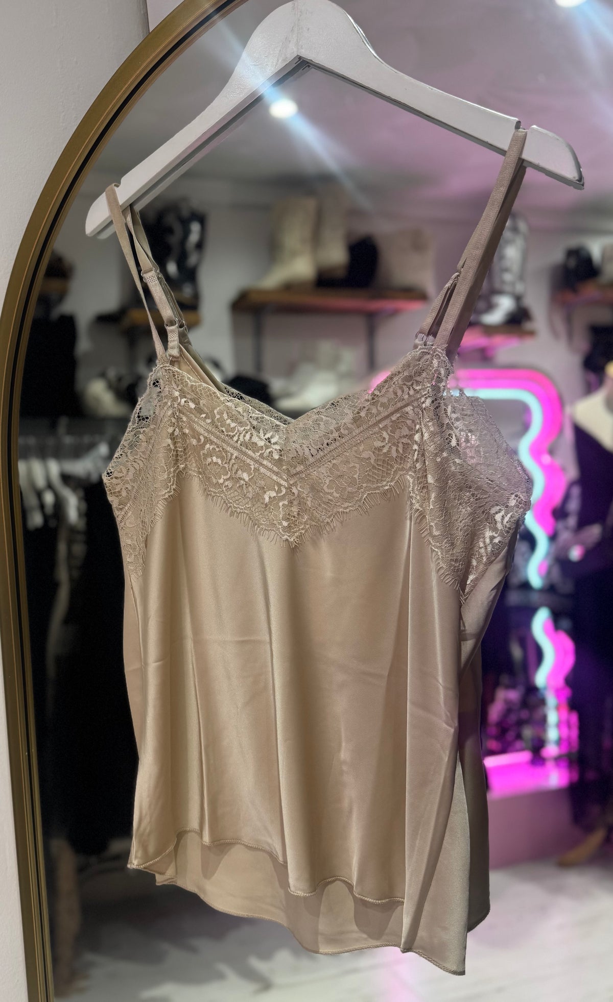Lace Trim Swing Camisole | Champagne