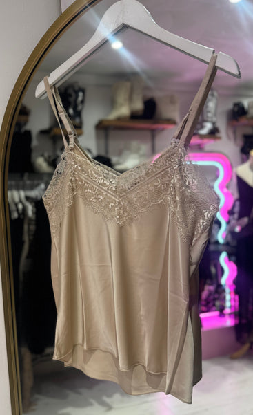 Lace Trim Swing Camisole | Champagne