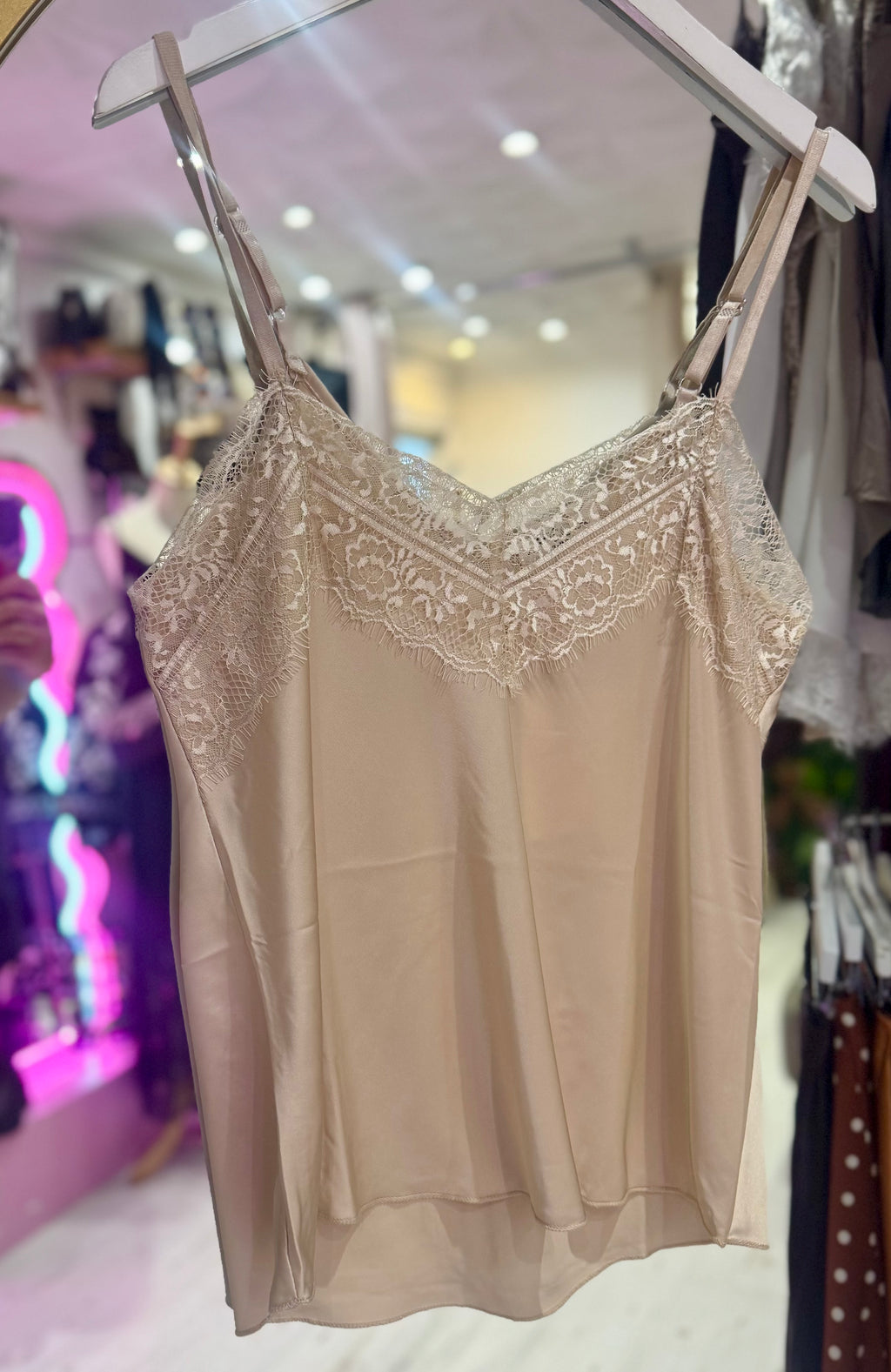 Lace Trim Swing Camisole | Champagne