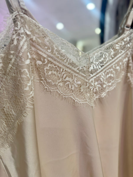Lace Trim Swing Camisole | Champagne