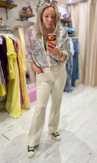 Folyrose Retro Wide Leg Jeans | Cream