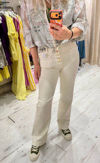 Folyrose Retro Wide Leg Jeans | Cream