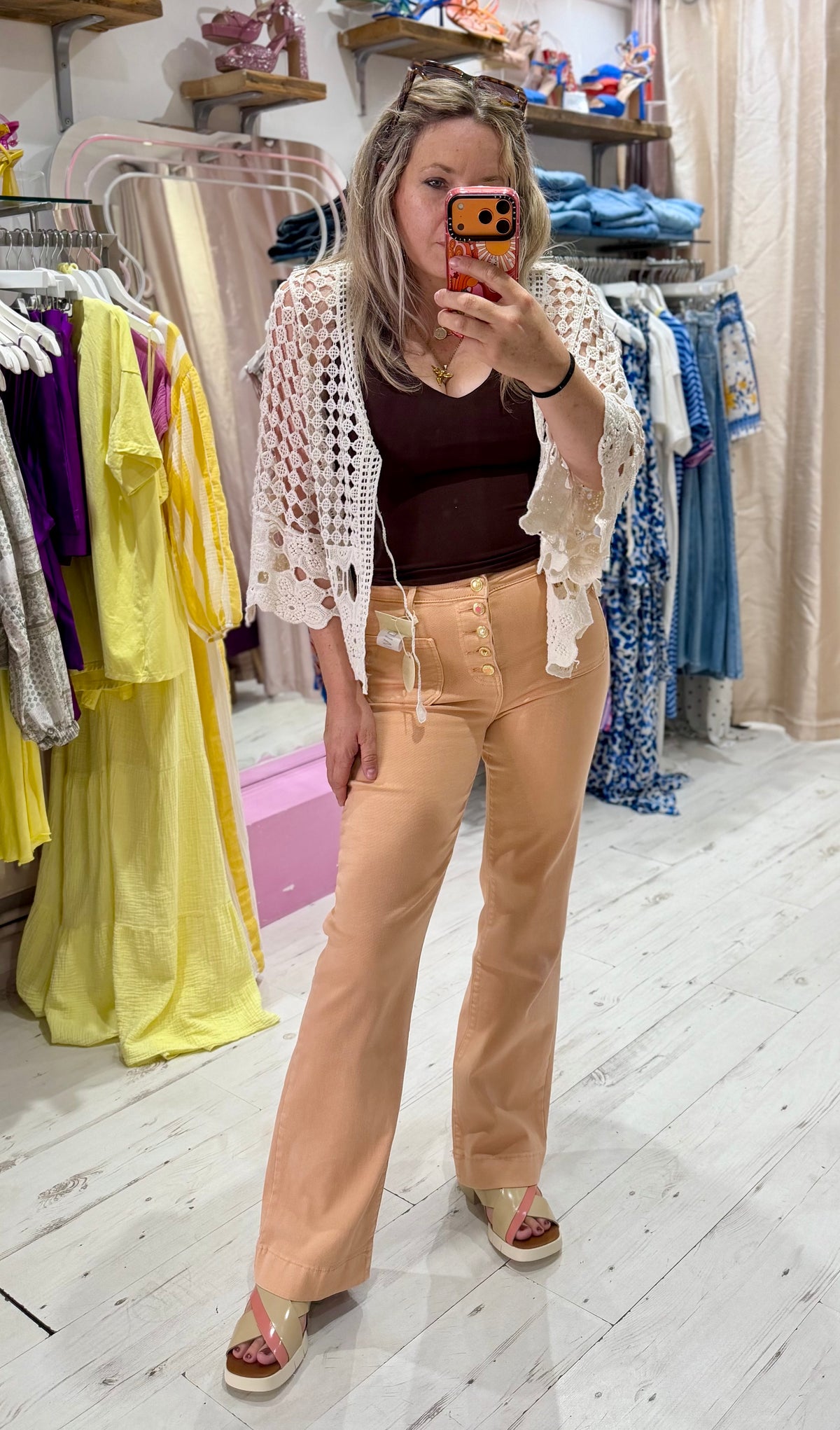 Folyrose Retro Wide Leg Jeans | Faded Peach