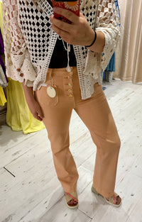 Folyrose Retro Wide Leg Jeans | Faded Peach