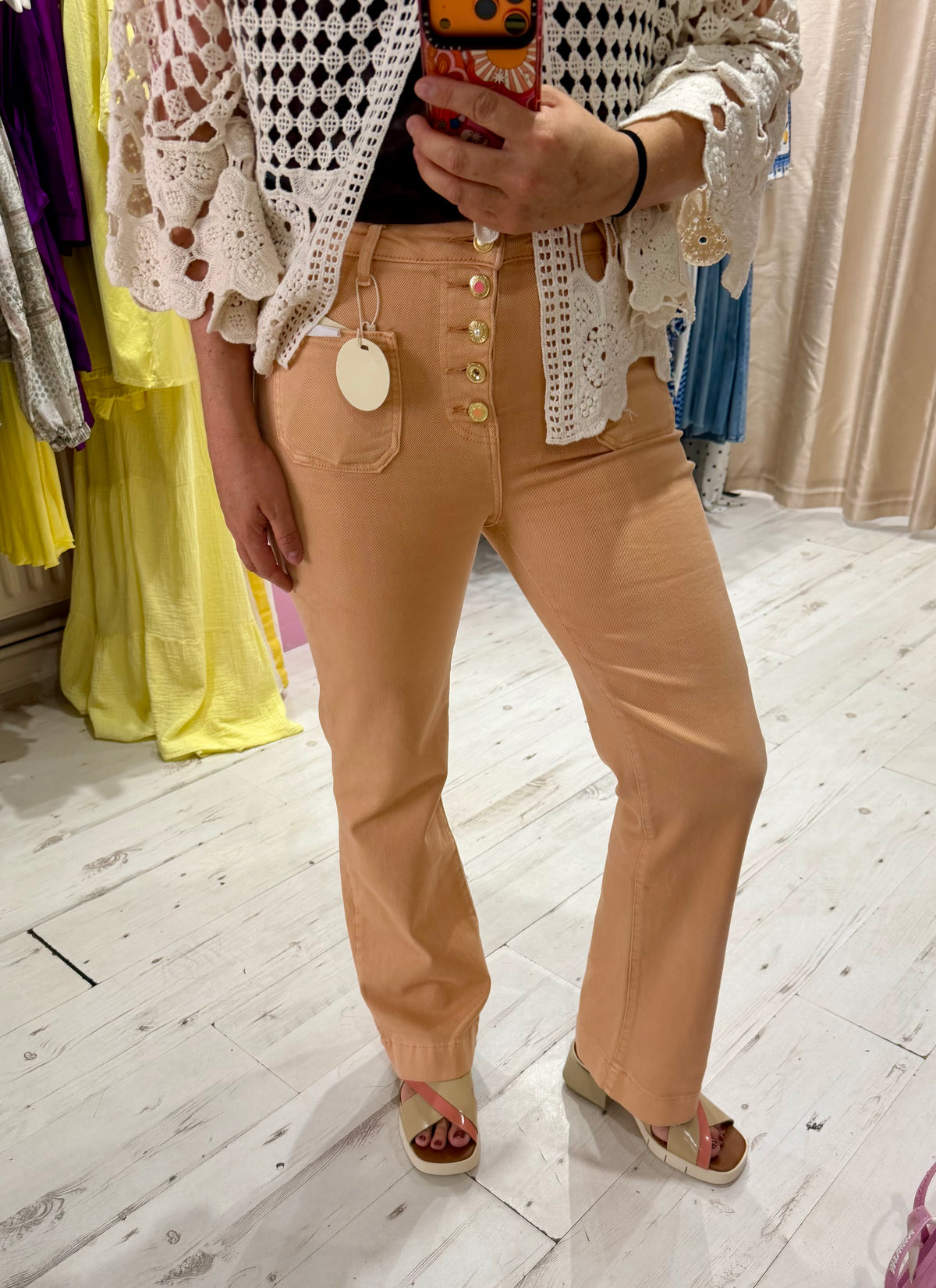 Folyrose Retro Wide Leg Jeans | Faded Peach