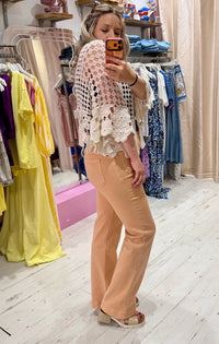 Folyrose Retro Wide Leg Jeans | Faded Peach