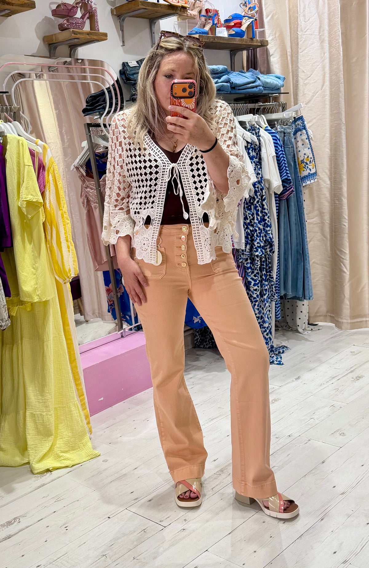 Folyrose Retro Wide Leg Jeans | Faded Peach