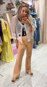 Folyrose Retro Wide Leg Jeans | Faded Peach