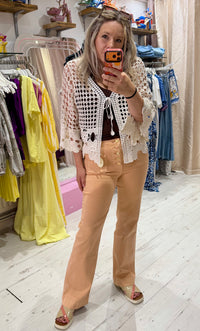 Folyrose Retro Wide Leg Jeans | Faded Peach