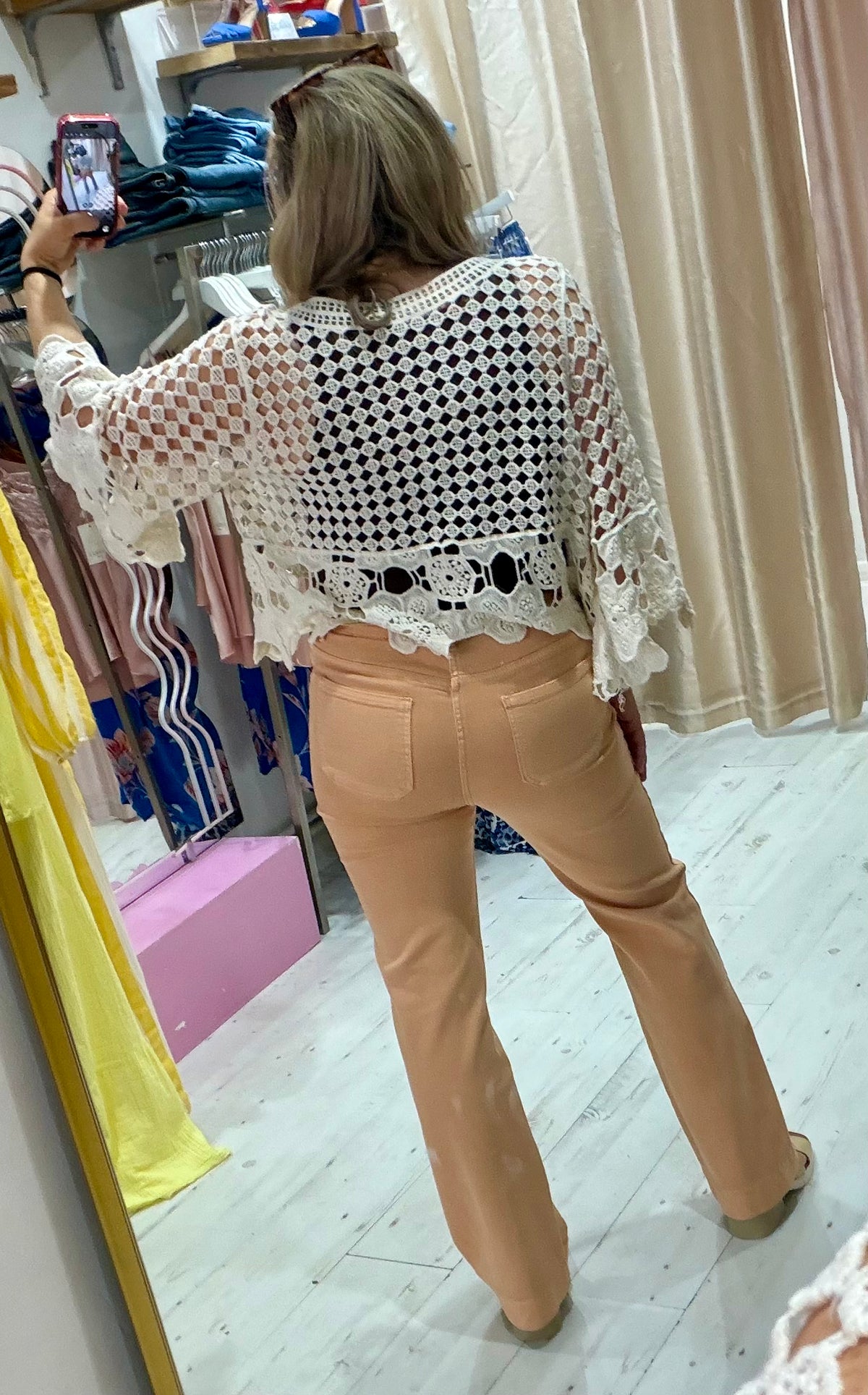 Folyrose Retro Wide Leg Jeans | Faded Peach