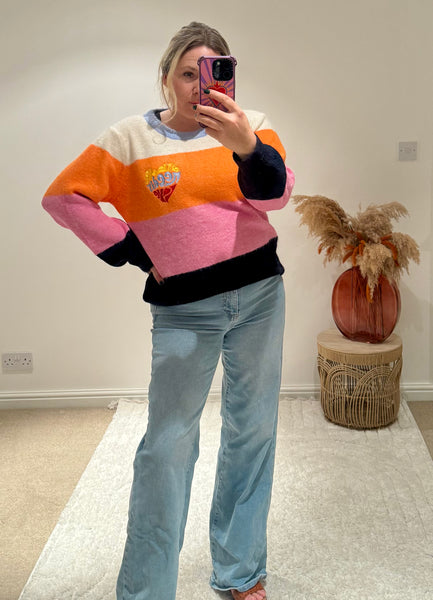 All We Need Is Love Retro Stripe Jumper | Multi