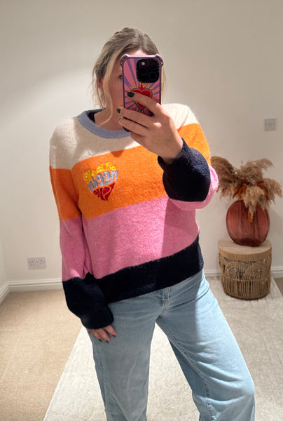 All We Need Is Love Retro Stripe Jumper | Multi