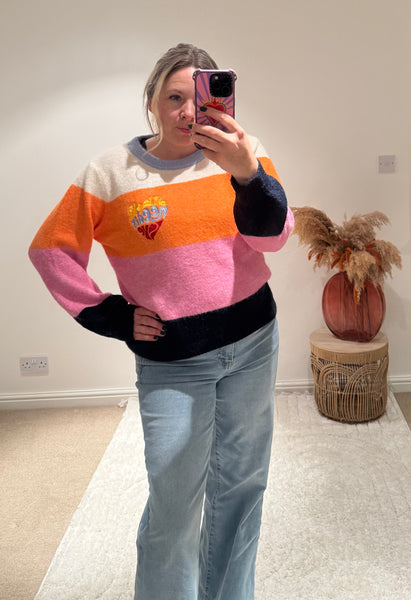 All We Need Is Love Retro Stripe Jumper | Multi