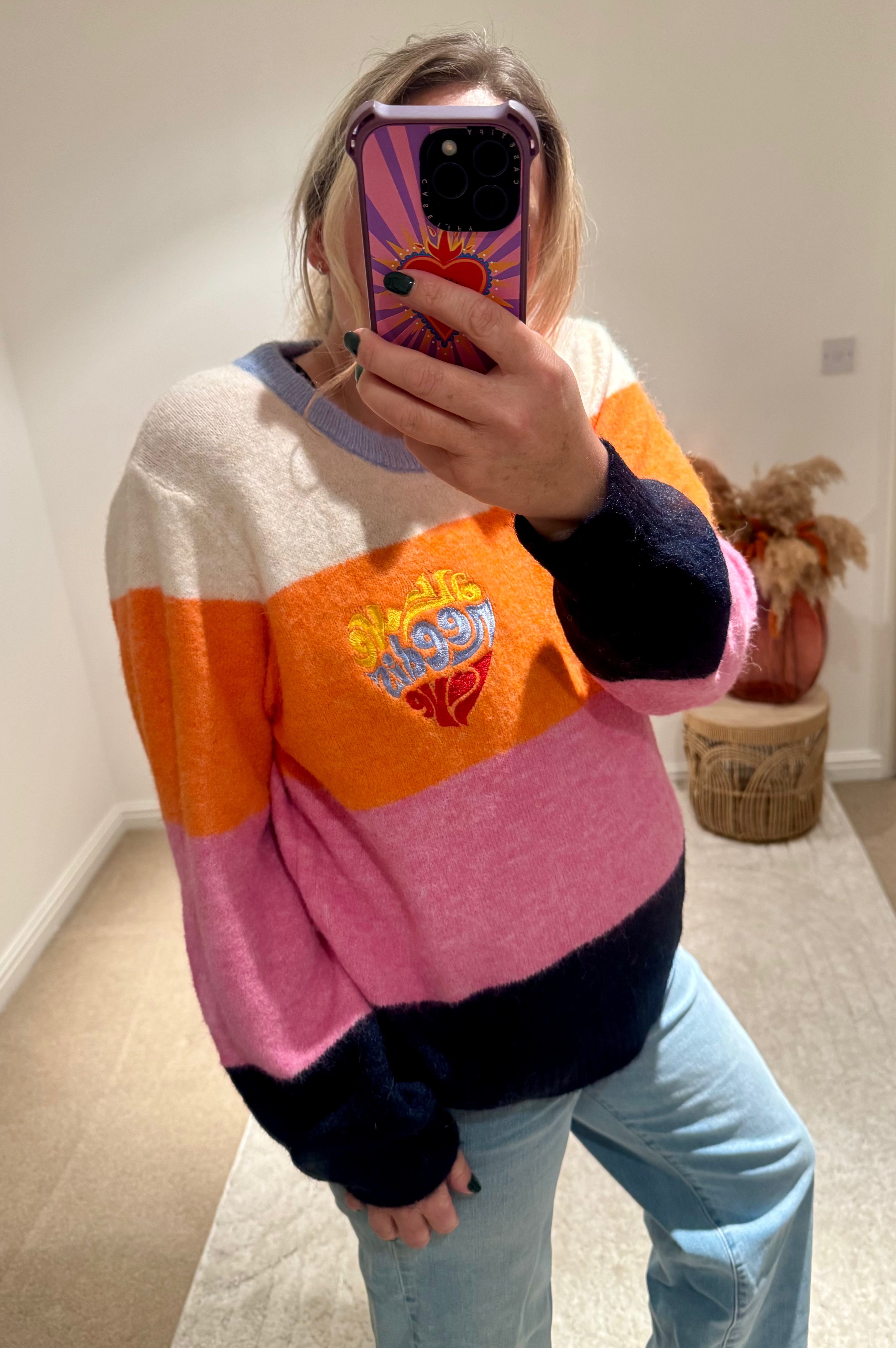 All We Need Is Love Retro Stripe Jumper | Multi