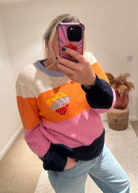 All We Need Is Love Retro Stripe Jumper | Multi