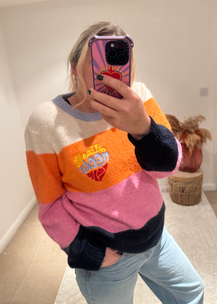 All We Need Is Love Retro Stripe Jumper | Multi