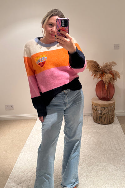 All We Need Is Love Retro Stripe Jumper | Multi