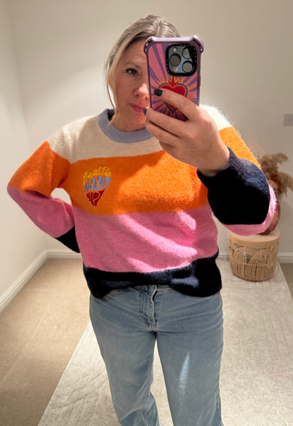 All We Need Is Love Retro Stripe Jumper | Multi