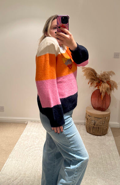 All We Need Is Love Retro Stripe Jumper | Multi