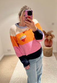 All We Need Is Love Retro Stripe Jumper | Multi