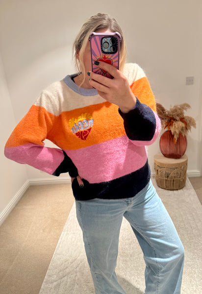 All We Need Is Love Retro Stripe Jumper | Multi
