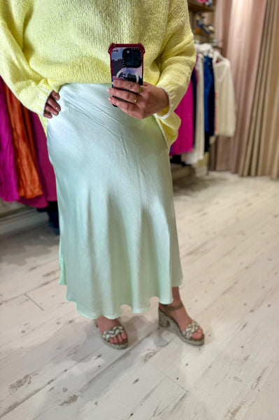 Aurora Satin Skirt | Mint Green