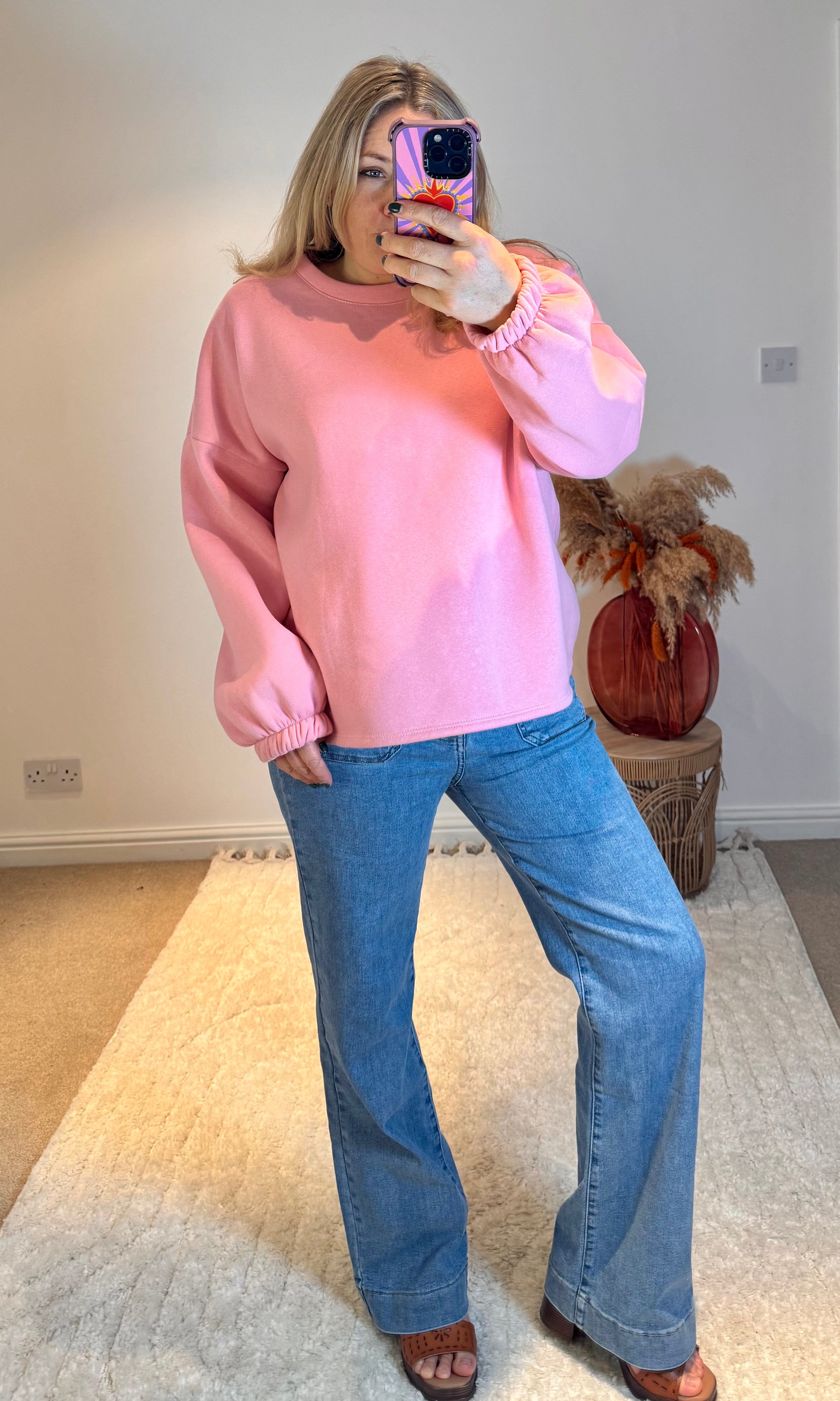 Good Vibes Soft Oversized Sweatshirt | Pink