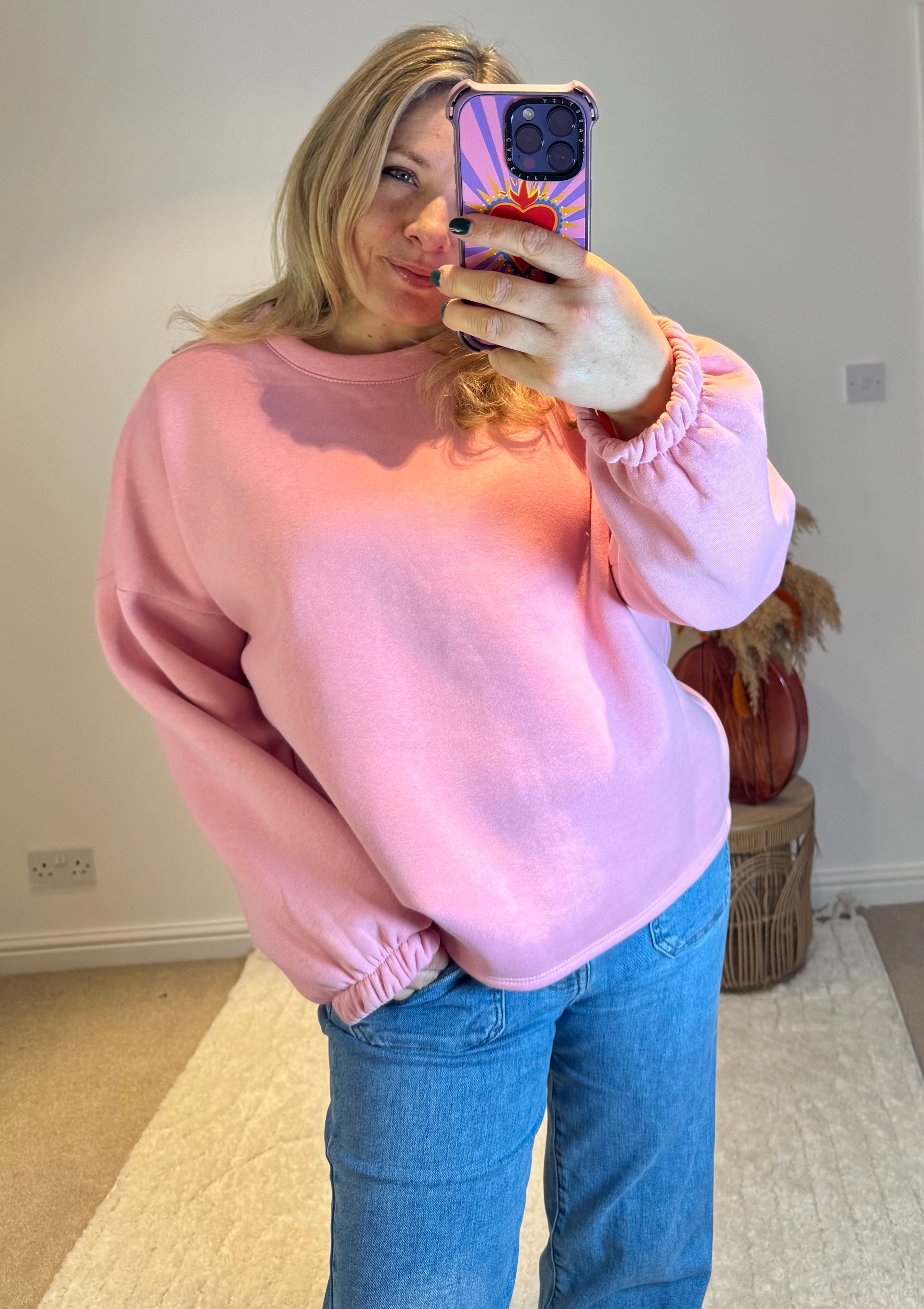 Good Vibes Soft Oversized Sweatshirt | Pink