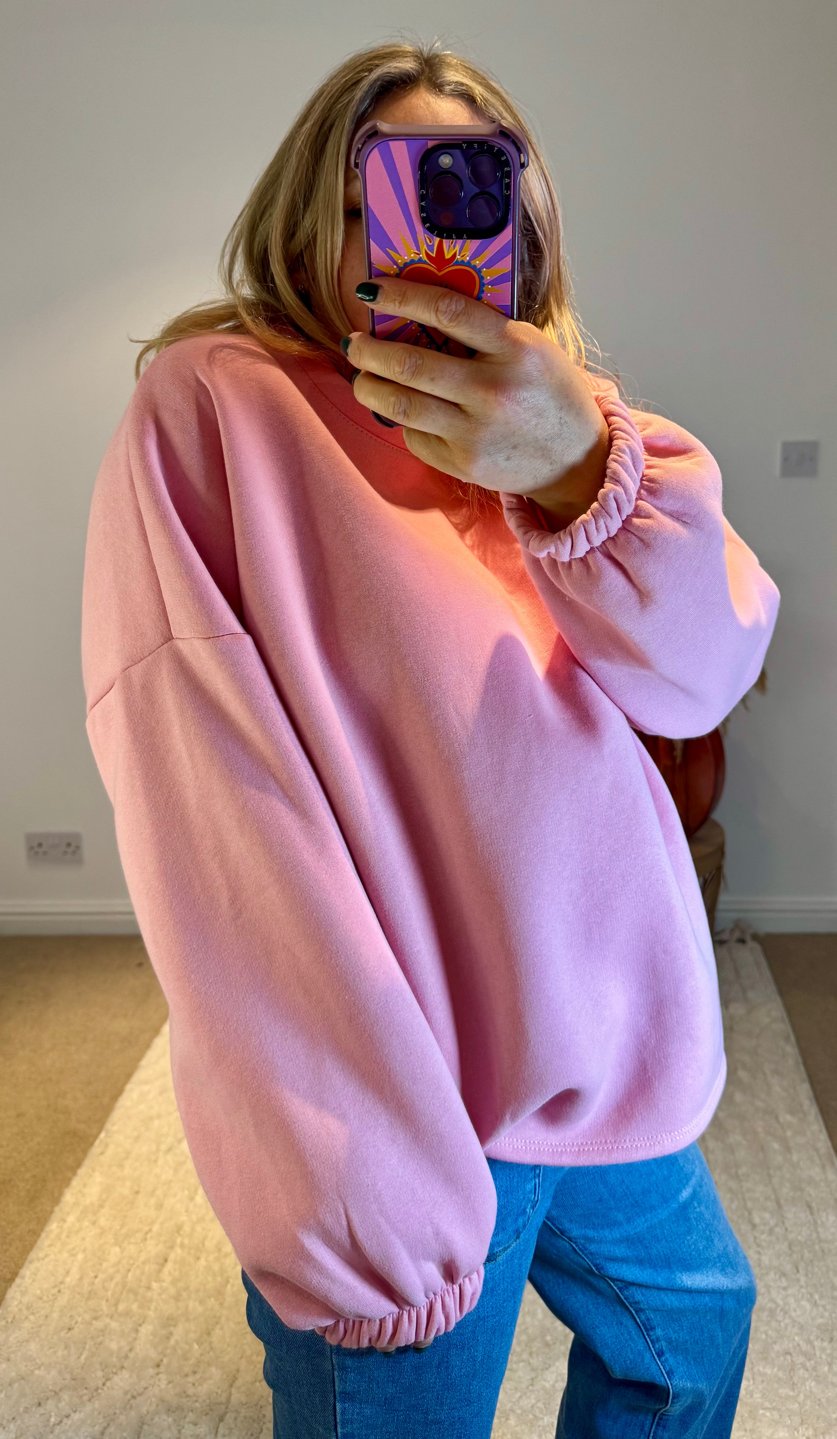 Good Vibes Soft Oversized Sweatshirt | Pink
