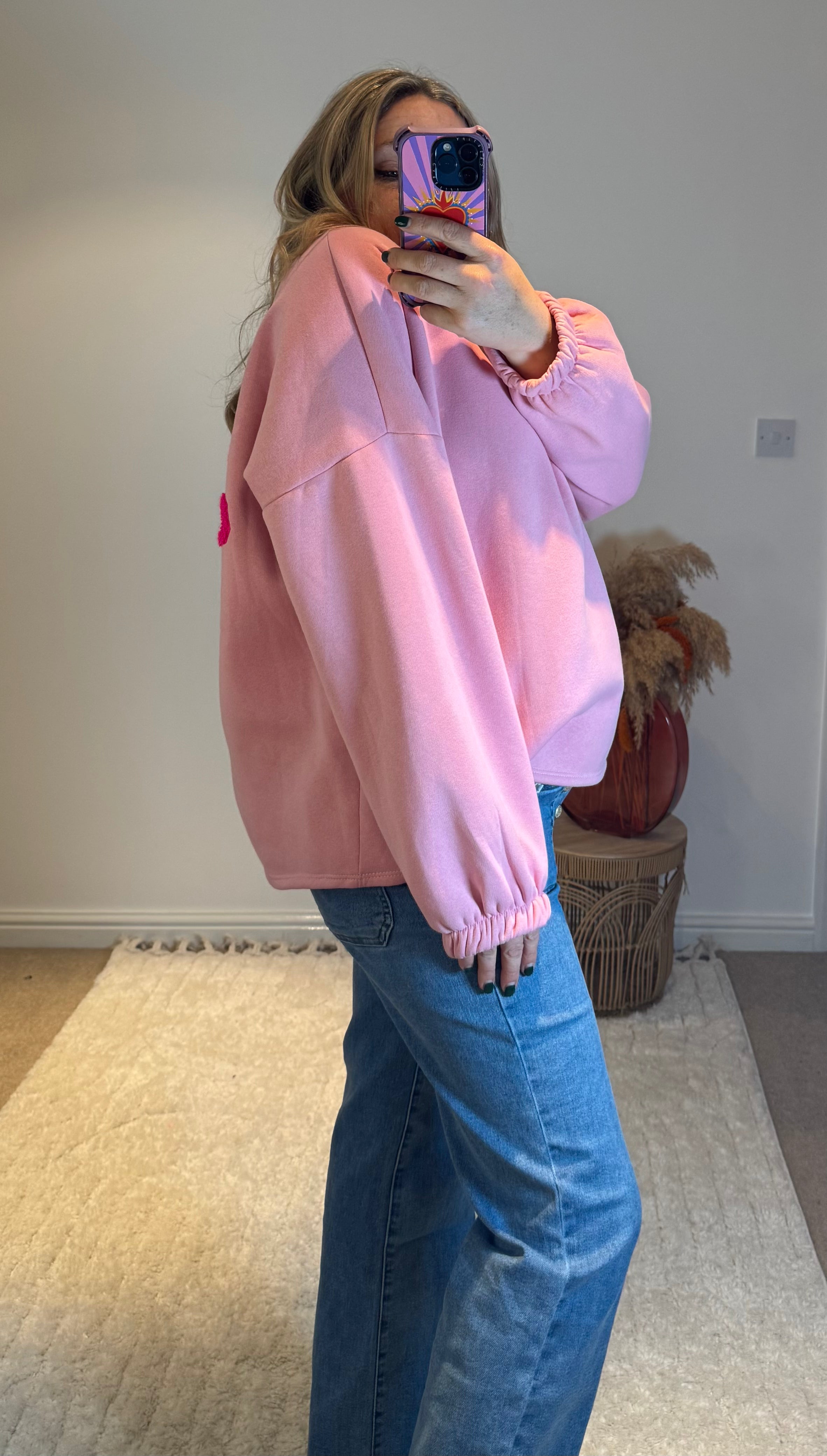 Good Vibes Soft Oversized Sweatshirt | Pink