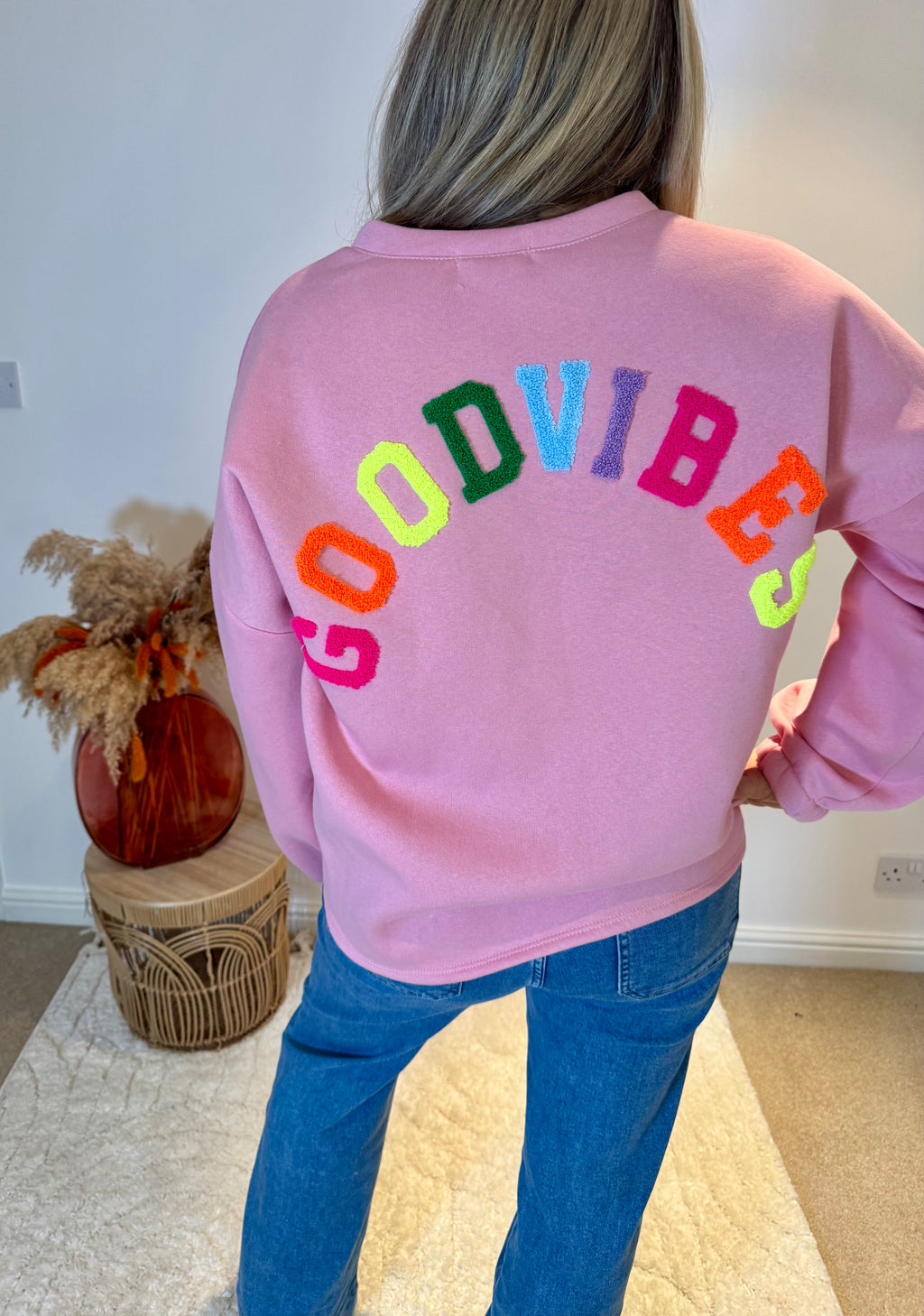 Good Vibes Soft Oversized Sweatshirt | Pink