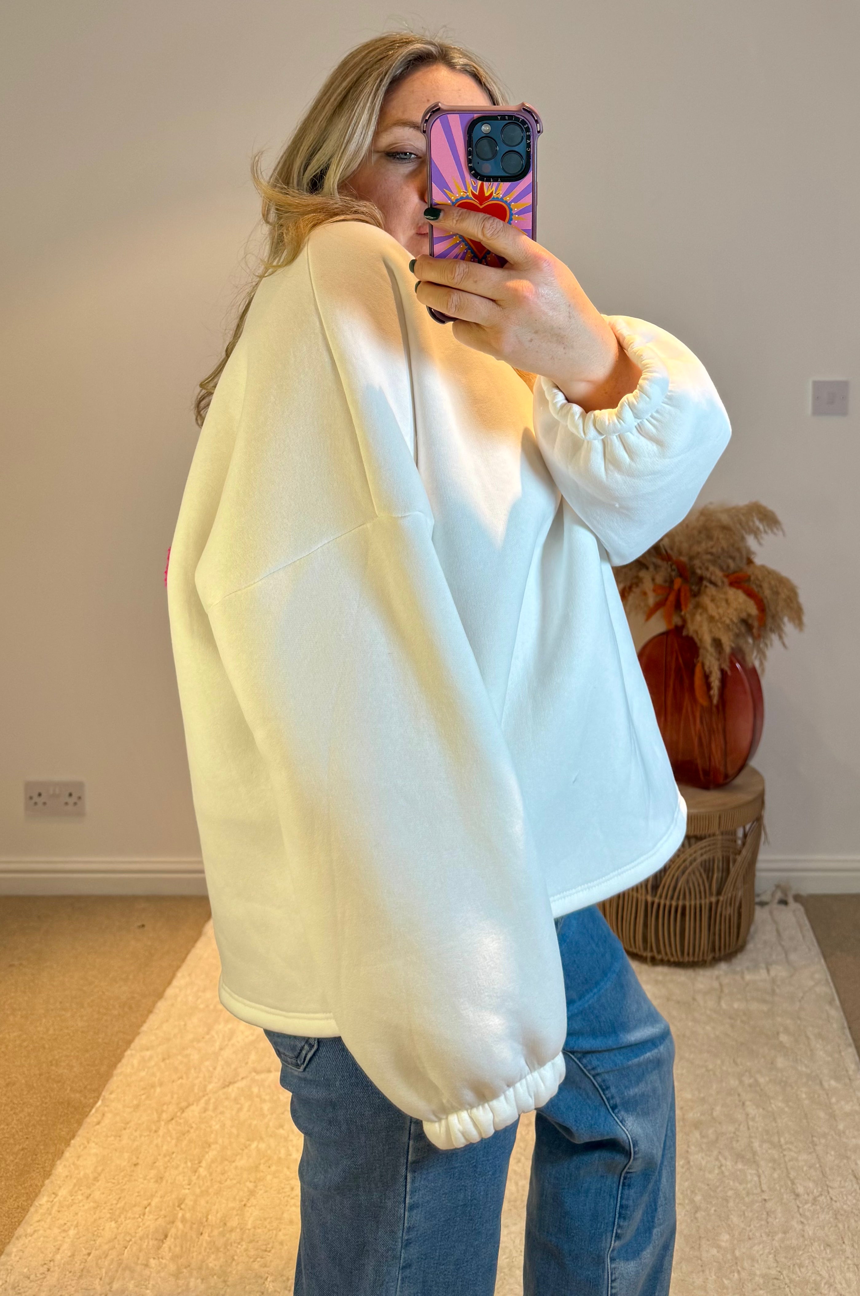 Good Vibes Soft Oversized Sweatshirt | White