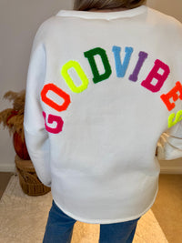 Good Vibes Soft Oversized Sweatshirt | White
