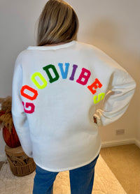 Good Vibes Soft Oversized Sweatshirt | White