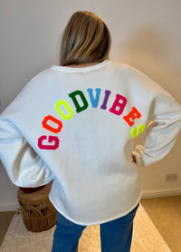 Good Vibes Soft Oversized Sweatshirt | White