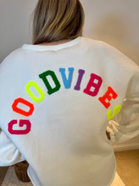 Good Vibes Soft Oversized Sweatshirt | White