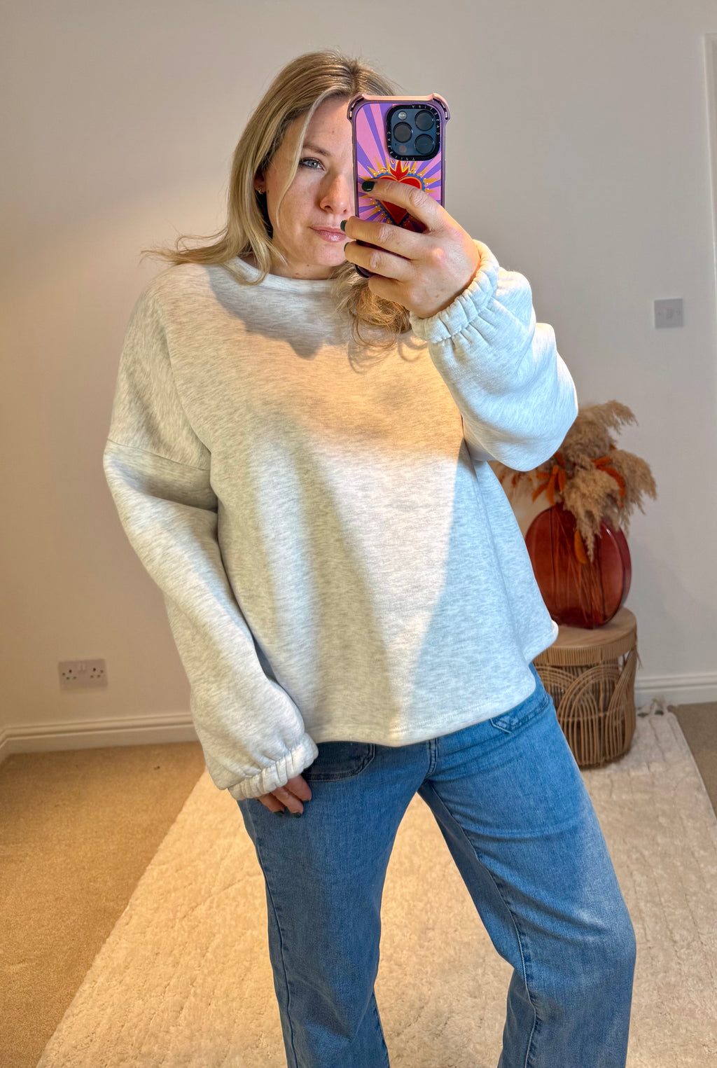 Good Vibes Soft Oversized Sweatshirt | Grey Marl