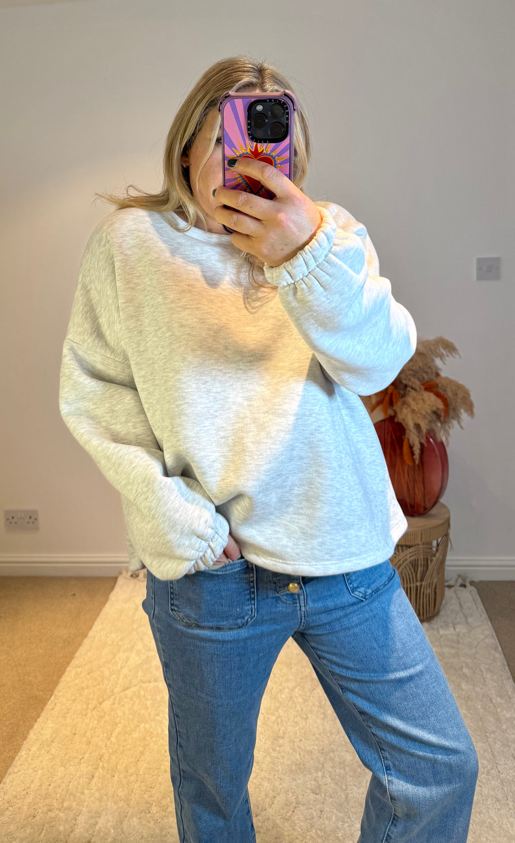 Good Vibes Soft Oversized Sweatshirt | Grey Marl