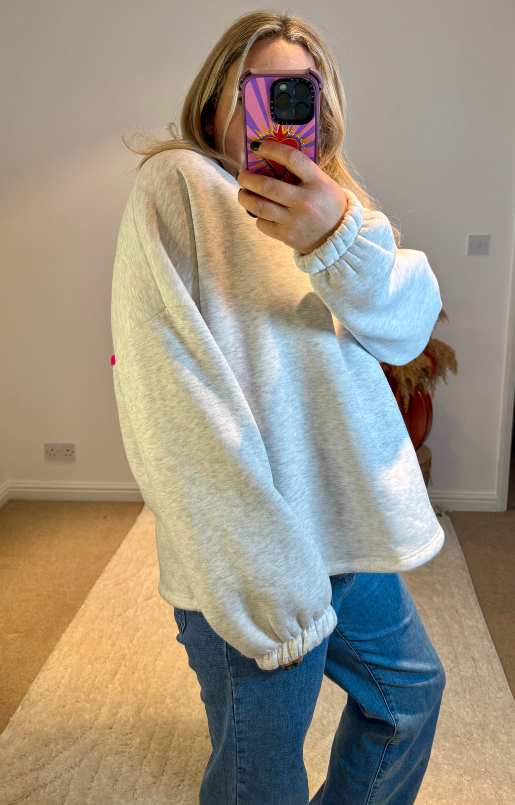 Good Vibes Soft Oversized Sweatshirt | Grey Marl