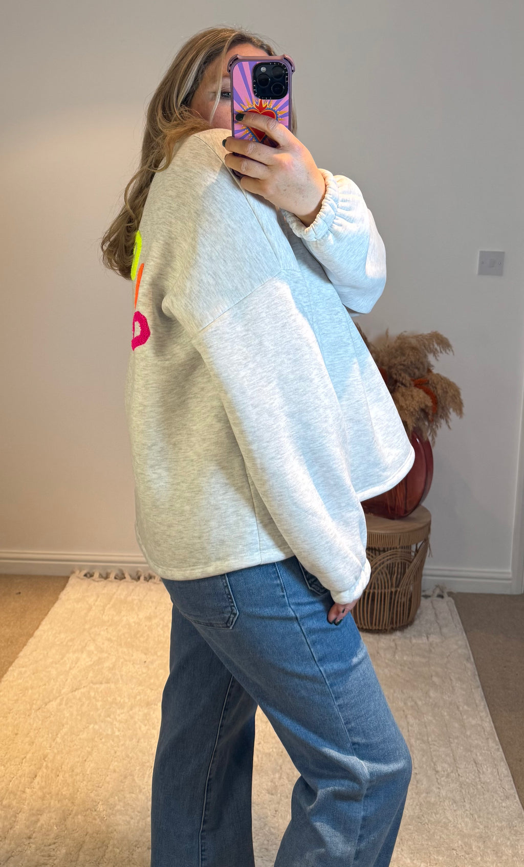 Good Vibes Soft Oversized Sweatshirt | Grey Marl