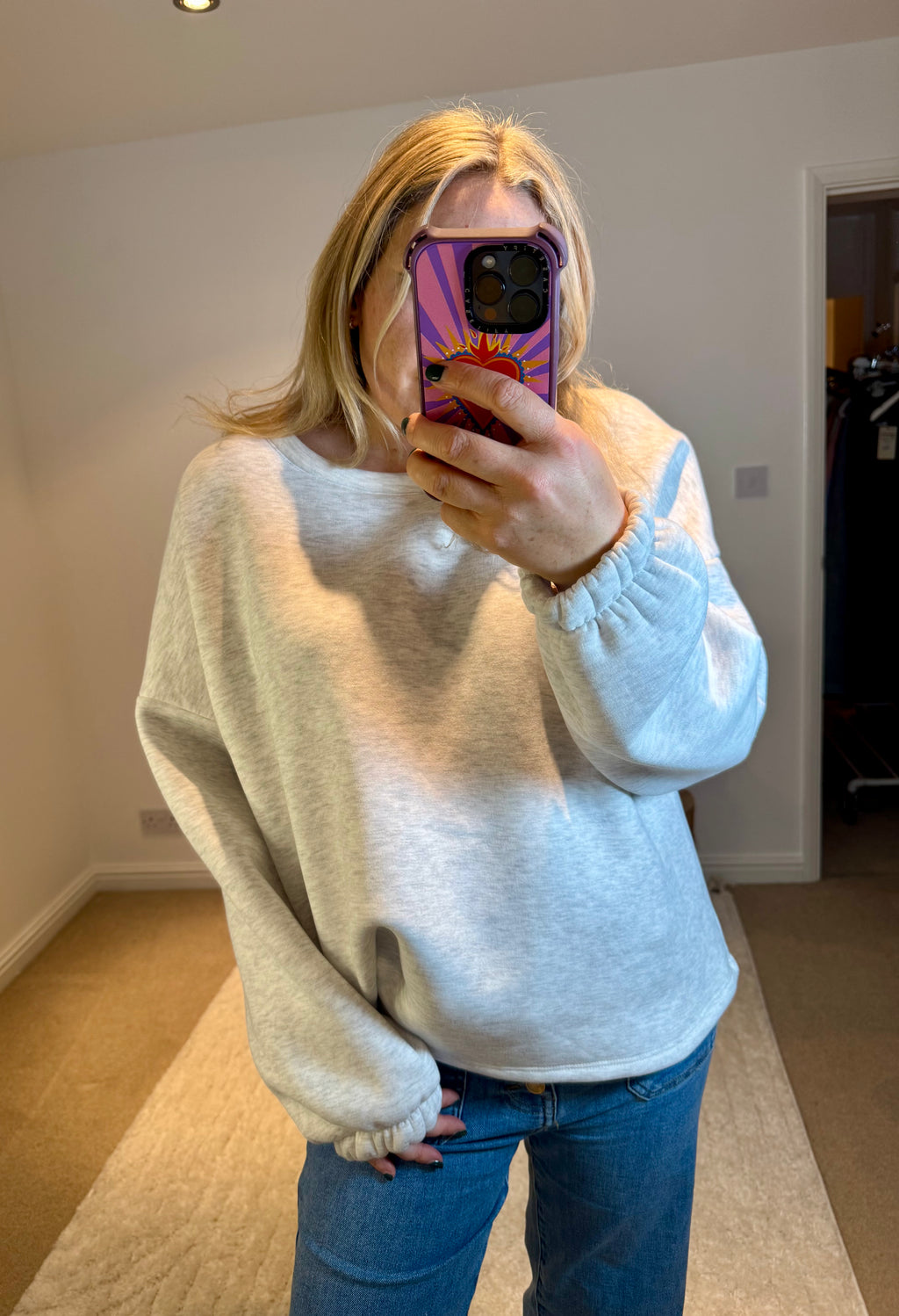 Good Vibes Soft Oversized Sweatshirt | Grey Marl