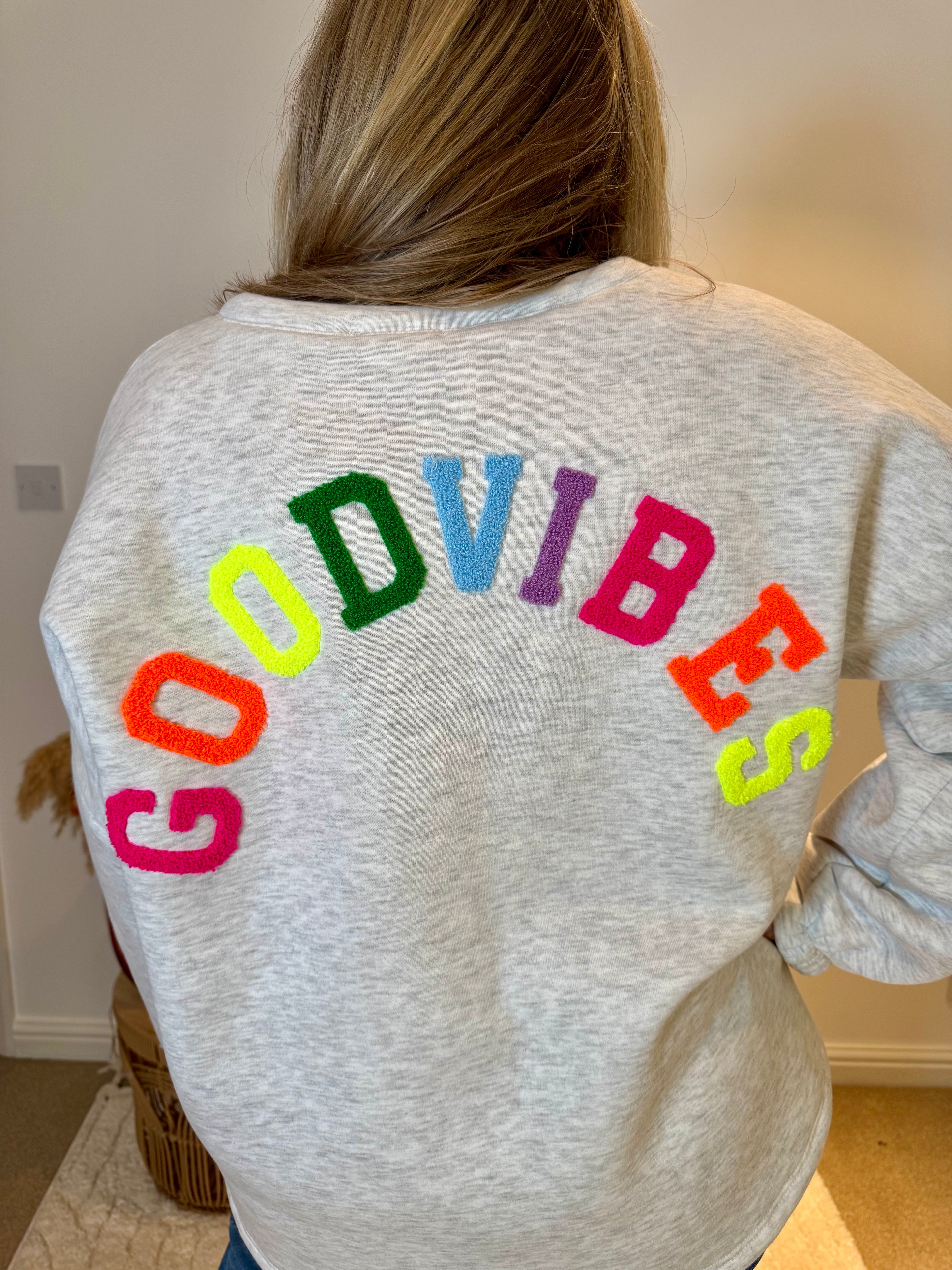 Good Vibes Soft Oversized Sweatshirt | Grey Marl