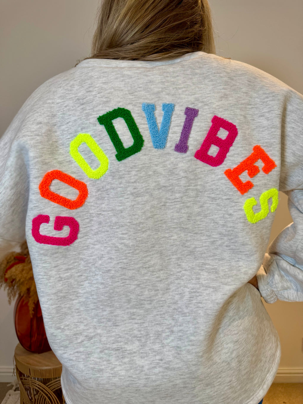Good Vibes Soft Oversized Sweatshirt | Grey Marl