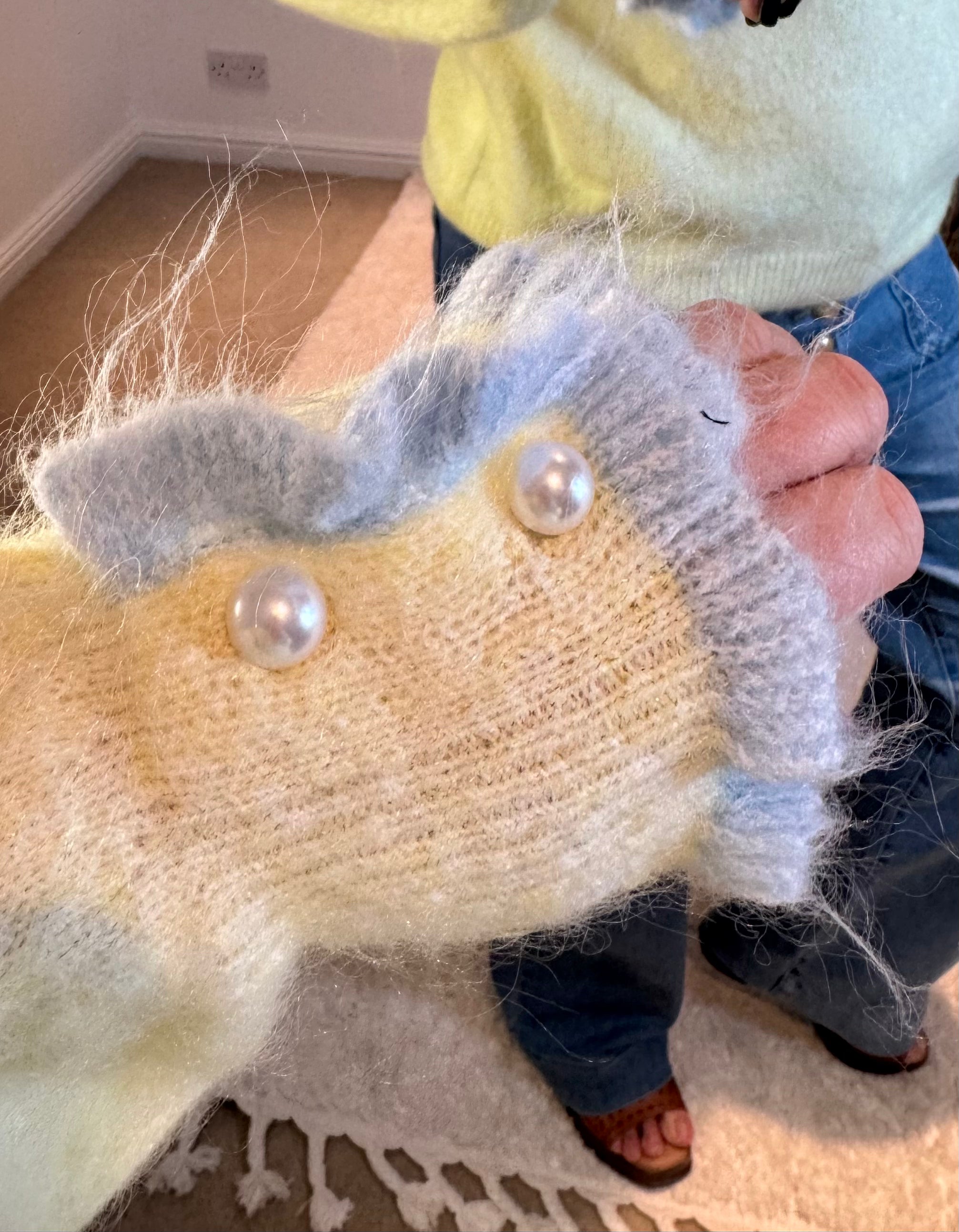 Pretty Frill and Pearl Detail Jumper | Yellow/Baby Blue